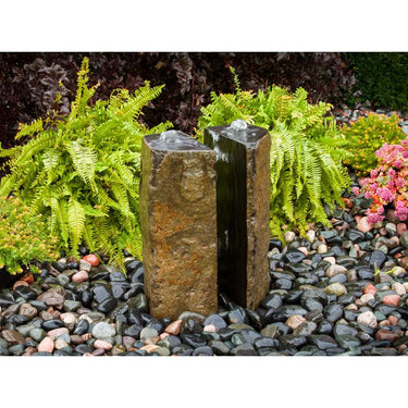 Real Stone Fountains ABBC910 Basalt Fountain Kit - 24ā³ Double Split Polished 2 Piece Fountain Blue Thumb
